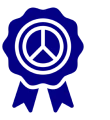 Blue award ribbon with peace symbol