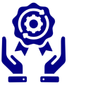 Hands holding gear with arrows icon